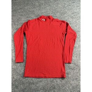Under Armour Men’s Mock Neck Compression Shirt – Red – No Size Tag -Fits Like XL